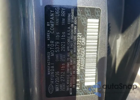 2017 Genesis G80 Base from USA, damaged, VIN KMHGN4JE1HU172121